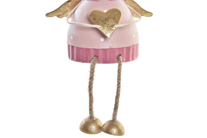 DKD Home Decor Figura Navidad Fantasia Blanco Rosa Metal Hada 6.5 x 11 x 9 cm (6 Unidades)