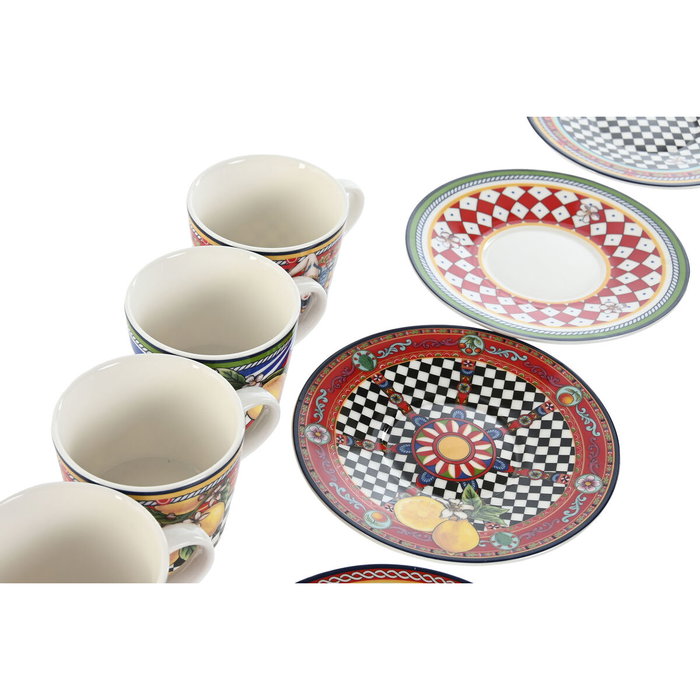 DKD Home Decor Set de Taza y Plato de Porcelana Limone Sicilia 2024 DKD Home Decor Set de Taza y Plato de Porcelana Limone Sicilia 2024