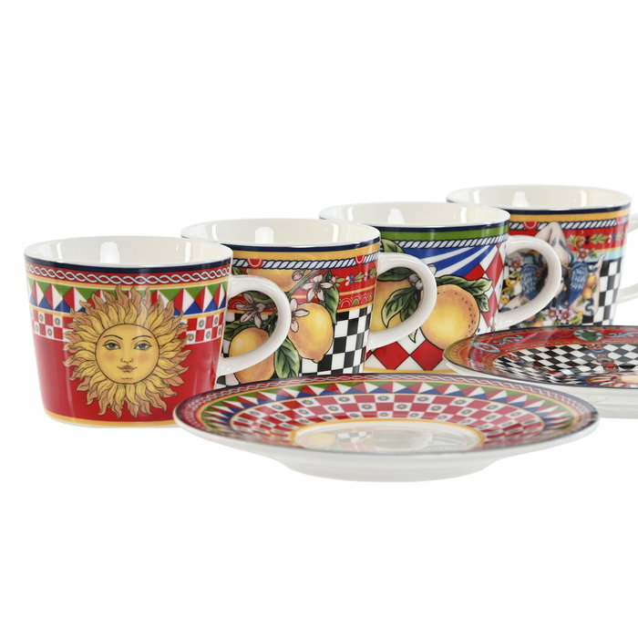 DKD Home Decor Set de Taza y Plato de Porcelana Limone Sicilia 2024 DKD Home Decor Set de Taza y Plato de Porcelana Limone Sicilia 2024