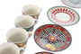 DKD Home Decor Taza Set Plato Moderno Rojo Amarillo Porcelana (4 Unidades) 12.5 x 12.5 x 1.5 cm