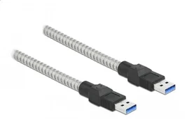DeLOCK Cable USB 3.2 Gen 1 de Tipo-A macho a Tipo-A macho con cubierta metálica, 1 m, Plata