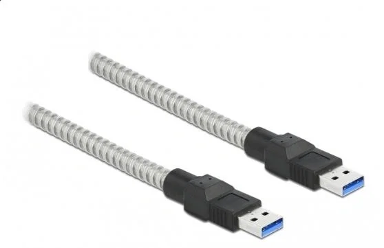 DeLOCK Cable USB 3.2 Gen 1 de Tipo-A macho a Tipo-A macho con cubierta metálica, 1 m, Plata DeLOCK Cable USB 3.2 Gen 1 de Tipo-A macho a Tipo-A macho con cubierta metálica, 1 m, Plata