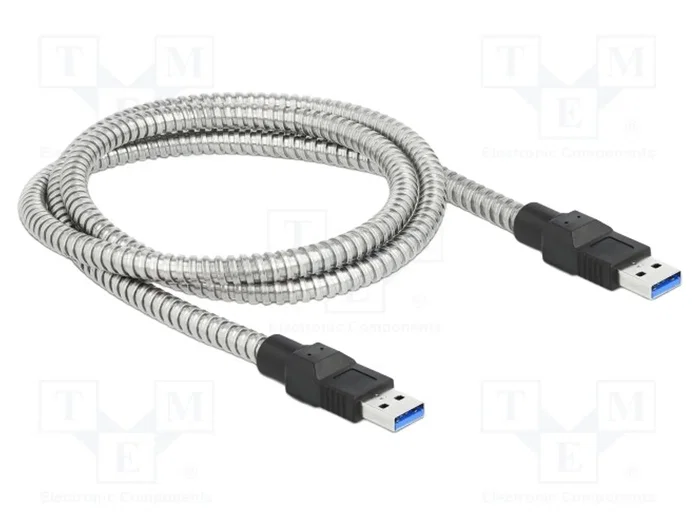 DeLOCK Cable USB 3.2 Gen 1 Tipo-A a Tipo-A con cubierta metálica, 1 m, Plata DeLOCK Cable USB 3.2 Gen 1 Tipo-A a Tipo-A con cubierta metálica, 1 m, Plata