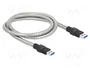 DeLOCK Cable USB 3.2 Gen 1 Tipo-A a Tipo-A con cubierta metálica, 1 m, Plata