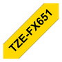 Brother TZe-FX651 Cinta de Etiquetado Negra sobre Amarilla TZ Ancho 2.4cm Largo 8m