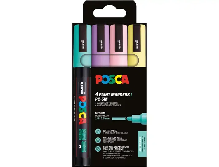Uni-Ball Posca PC-5M Estuche de 8 Rotuladores de Pintura Metalizados