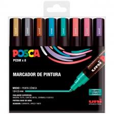 POSCA Marcador PC-5M-8C Pintura No Permanente Punta Bala 1,8 - 2,5 mm Estuche 8 Unidades