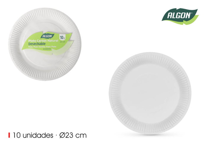 Algon Set de 24 platos naturales de 23 cm de diámetro Algon Set de 24 platos naturales de 23 cm de diámetro