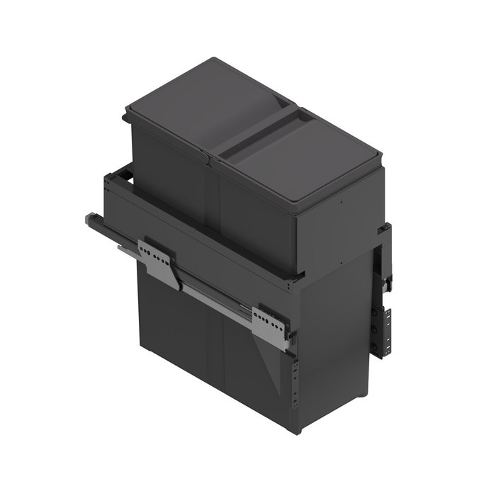 ALK System Cubo de Basura Extraíble para Reciclar en Cocina, Cubo de Reciclaje Gila Módulo 650, 2 Compartimentos 29L y 2 de 8L, Compacto para Muebles, Ecológico, Gestión de Residuos