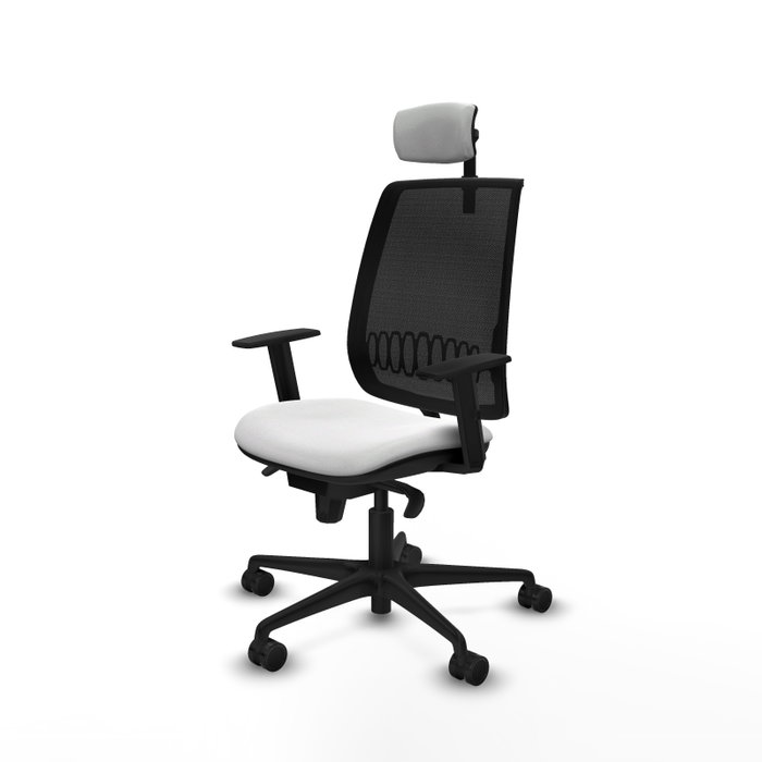 PIQUERAS Y CRESPO Silla de oficina Alares con mecanismo Sincro, Tela Blanco y Malla Negro