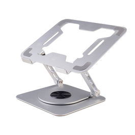 Ewent EW1267 Soporte Portátil Ergonómico de Aluminio con Base Giratoria 360° para Portátiles hasta 17.3 Pulgadas, Ajustable en Altura y Ángulo, Ventilación Mejorada