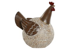 DKD Home Decor Figura de Gallina Natural Colección FARM