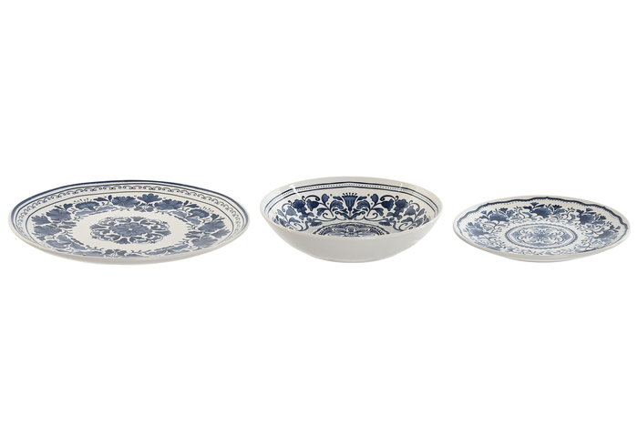 DKD Home Decor Vajilla Árabe Azul Blanco Porcelana 27 x 2 x 27 cm Set de 18 Piezas Apto Microondas y Lavavajillas DKD Home Decor Vajilla Árabe Azul Blanco Porcelana 27 x 2 x 27 cm Set de 18 Piezas Apto Microondas y Lavavajillas