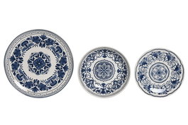 DKD Home Decor Set de Vajilla Etnica Azul de 18 Piezas