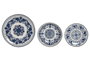DKD Home Decor Vajilla Árabe Azul Blanco Porcelana 27 x 2 x 27 cm Set de 18 Piezas Apto Microondas y Lavavajillas