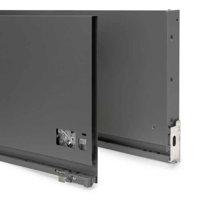 Emuca Cajón exterior Vertex 3D 60kg de altura 242mm, profundidad 450mm, Acero, Gris antracita