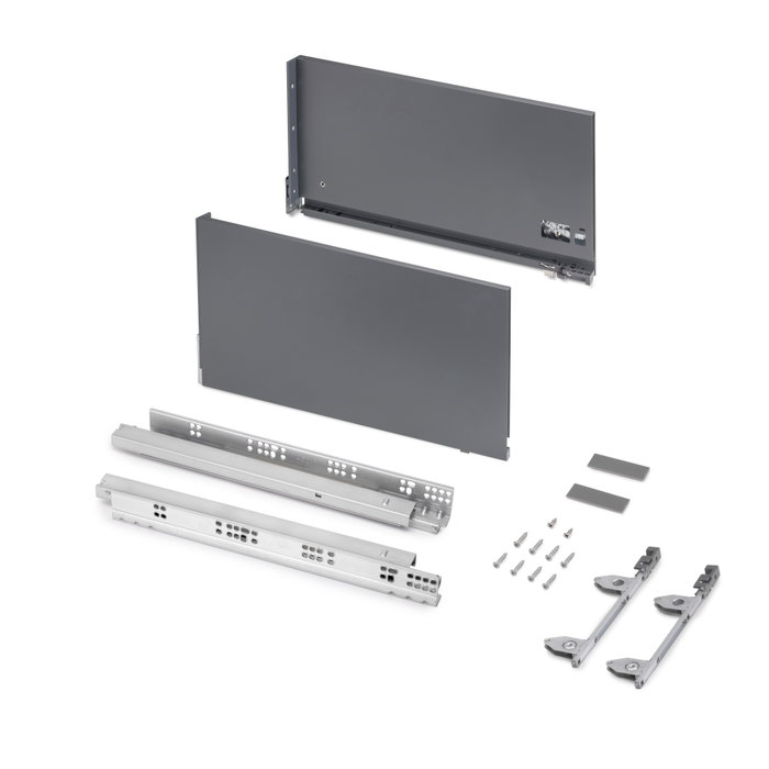 Emuca Cajón exterior Vertex 3D 60kg de altura 242mm, profundidad 450mm, Acero, Gris antracita Emuca Cajón exterior Vertex 3D 60kg de altura 242mm, profundidad 450mm, Acero, Gris antracita