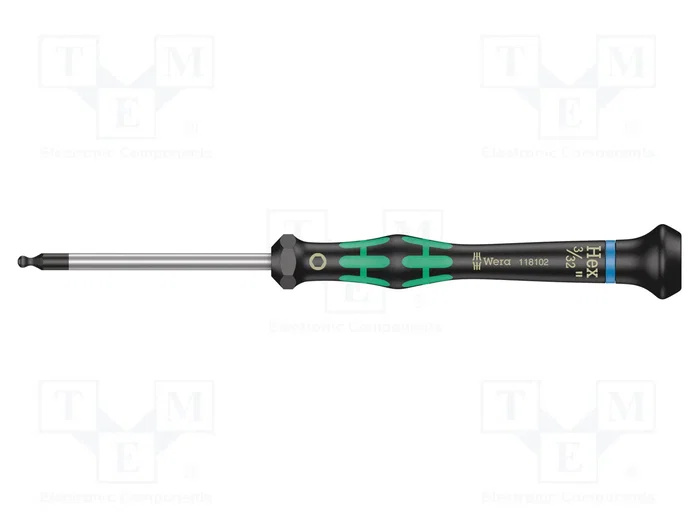 WERA Destornillador de precisión Allen esférica HEX 3/32 60mm WERA Destornillador de precisión Allen esférica HEX 3/32 60mm