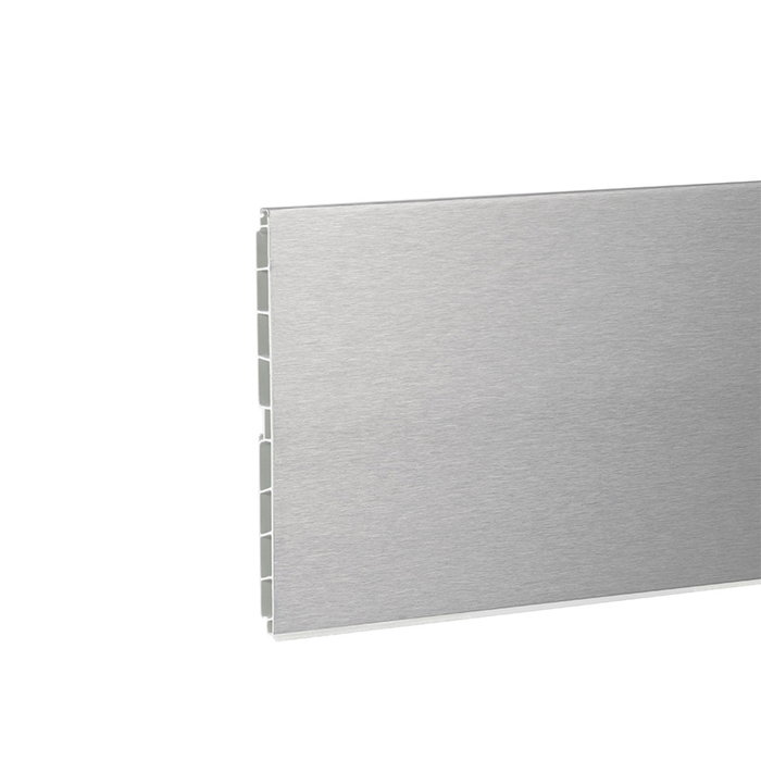 ALK System Zócalo Rodapié Zesio PVC/Aluminio y Melamina Muebles Cocina 3,95M Altura 147mm Junta Antihumedad Plata/Blanco/Negro Mate