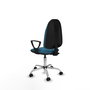 Silla de oficina Algarra con mecanismo Contacto permanente básico tapizada con Tela color Verde petróleo. Equipada con Base cromada, Brazos fijos y Ruedas de parqué
