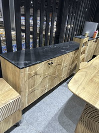 DKD Home Decor Buffet de Acacia y Mármol Negro y Natural 175x40x76