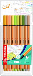 STABILO POINT 88 Estuche de 10 colores nuevos, Rotulador de fibra de 0,4 mm