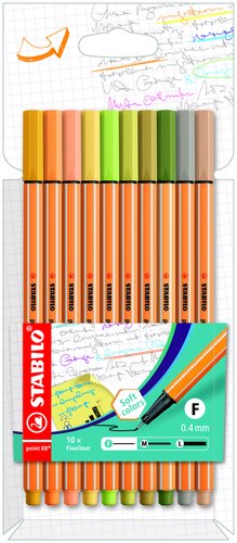 STABILO POINT 88 Estuche de 10 colores nuevos, Rotulador de fibra de 0,4 mm STABILO POINT 88 Estuche de 10 colores nuevos, Rotulador de fibra de 0,4 mm