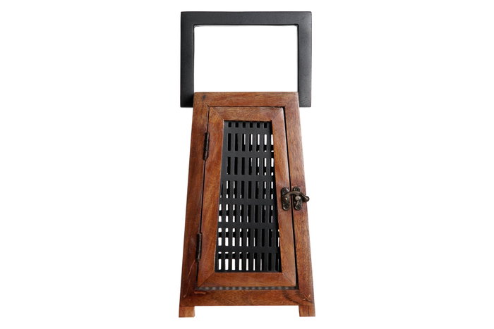 DKD Home Decor Portavelas de Mango y Metal Negro y Natural 15x15x26 cm