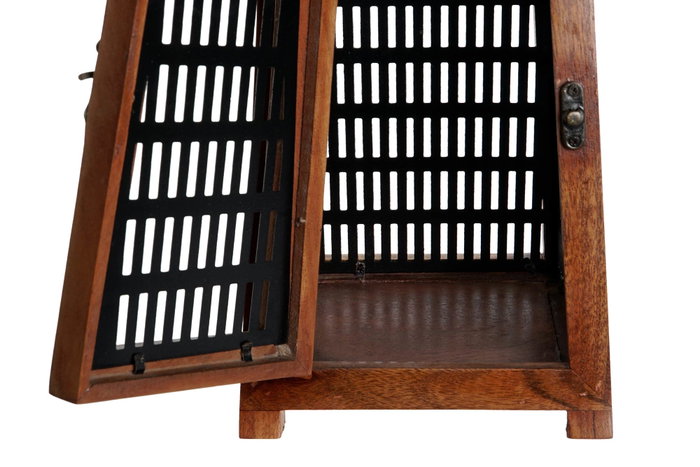 DKD Home Decor Portavelas de Mango y Metal Negro y Natural 15x15x26 cm