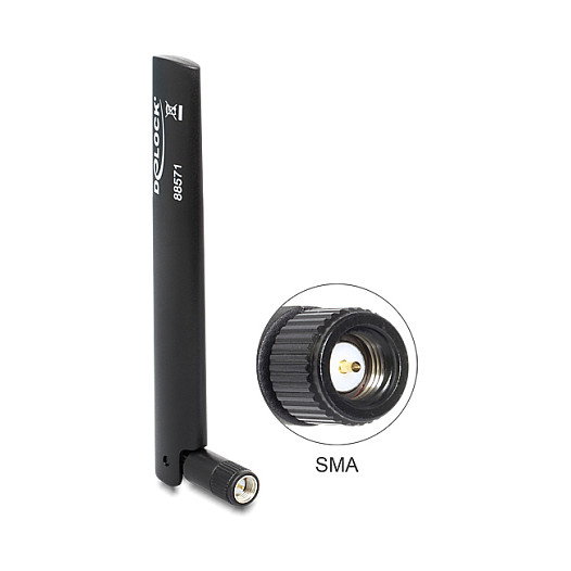 DeLOCK 88571 Antena LTE Omnidireccional 3 dBi RP-SMA Macho para Red, Color Negro, Polarización Vertical, Longitud 135 mm DeLOCK 88571 Antena LTE Omnidireccional 3 dBi RP-SMA Macho para Red, Color Negro, Polarización Vertical, Longitud 135 mm