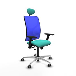 PIQUERAS Y CRESPO Silla de oficina Motilla con mecanismo Sincro/Traslack, Azul y Turquesa