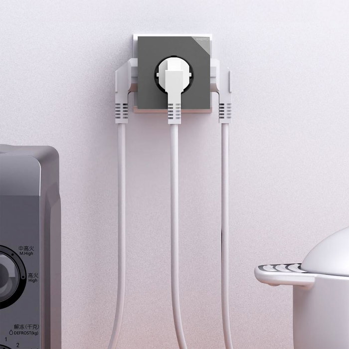 COOLBOX CUBIK Base de 3 Enchufes con Carga USB-C PD y USB-A Negra