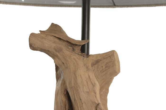 DKD Home Decor Lámpara de Sobremesa de Teca y Hierro 45x45x72 cm