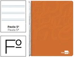 Liderpapel write Cuaderno espiral folio tapa blanda 80 hojas 60gr pauta 2,5 mm con margen color naranja