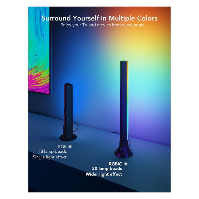 Govee H6046 RGBIC TV Light Bars para TVs de 45"-70" Color Negro Pack 2 unidades