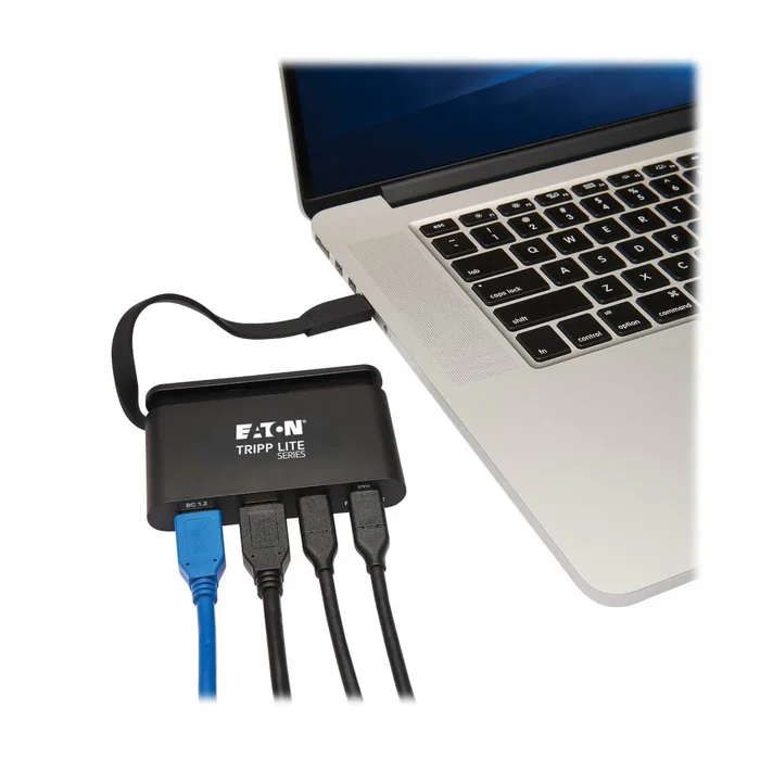 Tripp Lite U444-T6N-H4GUBC Adaptador USB-C a HDMI 4K Multipuerto con Carga PD 100W, USB 3.1, Puerto Gigabit Ethernet, Cable Autoguardado, Negro