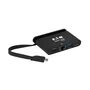 Tripp Lite U444-T6N-H4GUBC Adaptador USB-C a HDMI 4K Multipuerto con Carga PD 100W, USB 3.1, Puerto Gigabit Ethernet, Cable Autoguardado, Negro