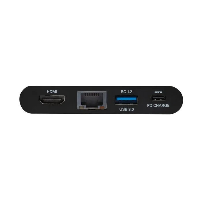 Tripp Lite U444-T6N-H4GUBC Adaptador USB-C a HDMI 4K Multipuerto con Carga PD 100W, USB 3.1, Puerto Gigabit Ethernet, Cable Autoguardado, Negro