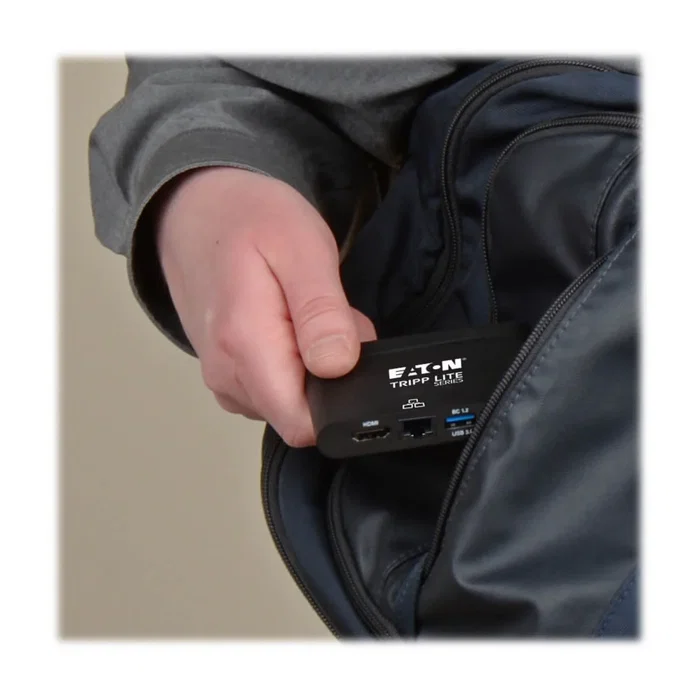 Tripp Lite U444-T6N-H4GUBC Adaptador USB-C a HDMI 4K Multipuerto con Carga PD 100W, USB 3.1, Puerto Gigabit Ethernet, Cable Autoguardado, Negro