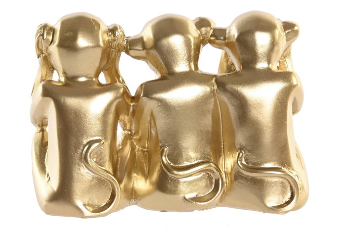 DKD Home Decor Figura de Monos en Resina Dorado