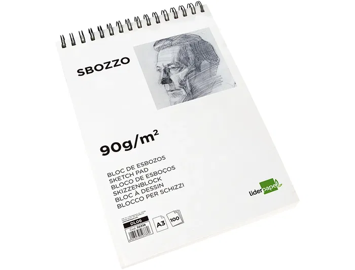Liderpapel Bloc Dibujo Esbozos Espiral A3 297x420mm 100 Hojas 90gr/m2 Sin Recuadro