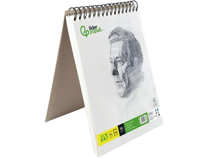 Liderpapel Bloc de dibujo para esbozos espiral A3, 100 hojas