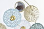 DKD Home Decor Decoración Metal Espejo Nenufar Dorado y Verde Menta