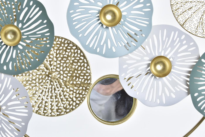 DKD Home Decor Decoración Metal Espejo Nenufar Dorado y Verde Menta DKD Home Decor Decoración Metal Espejo Nenufar Dorado y Verde Menta