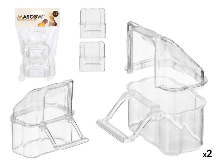 Mascow Set 2 Comederos Rectangulares Transparente Blanco Plástico Accesorios para Jaula 12 x 22 x 6 cm (Set de 24) Mascow Set 2 Comederos Rectangulares Transparente Blanco Plástico Accesorios para Jaula 12 x 22 x 6 cm (Set de 24)