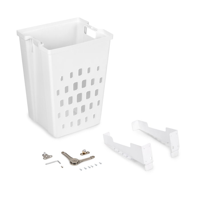 Emuca Cesto de lavandería con sistema de puerta abatible Laundry, módulo 450mm, Plástico y Acero, Blanco Emuca Cesto de lavandería con sistema de puerta abatible Laundry, módulo 450mm, Plástico y Acero, Blanco