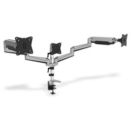 Digitus Soporte Triple Monitor para Pantallas de hasta 27 Pulgadas, Capacidad 6 kg por Pantalla, Abrazadera Escritorio