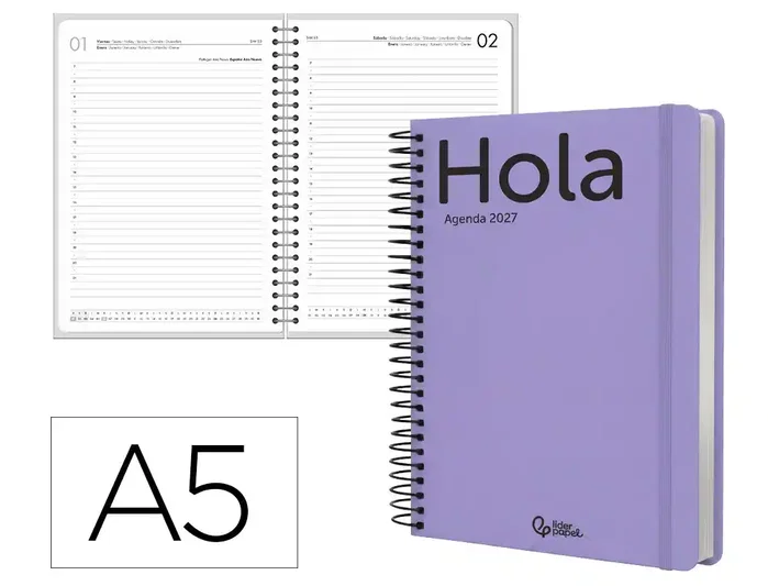 Liderpapel Agenda de oficina 2027 Classic día por página A5 malva Liderpapel Agenda de oficina 2027 Classic día por página A5 malva
