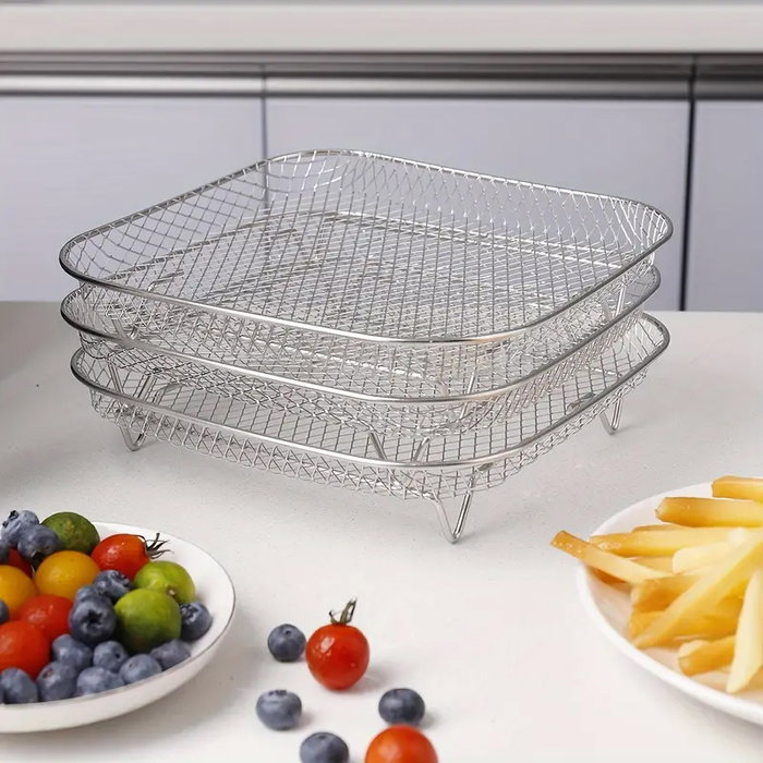 Inde Rejilla para Freidora de Aire Apilable, Cuadrada, 20 cm - Ideal para Cocinar y Horneado (12 Unidades) Inde Rejilla para Freidora de Aire Apilable, Cuadrada, 20 cm - Ideal para Cocinar y Horneado (12 Unidades)
