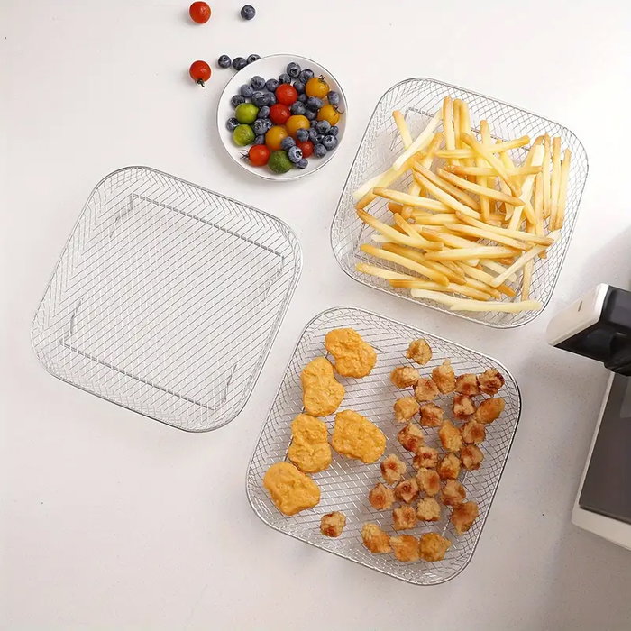 Inde Rejilla para Freidora de Aire Apilable, Cuadrada, 20 cm - Ideal para Cocinar y Horneado (12 Unidades) Inde Rejilla para Freidora de Aire Apilable, Cuadrada, 20 cm - Ideal para Cocinar y Horneado (12 Unidades)